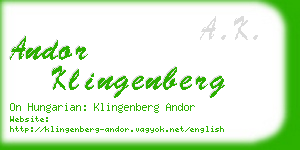 andor klingenberg business card